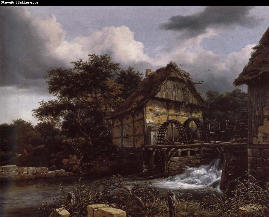 Jacob van Ruisdael Two Water Mills and an Open Sluice